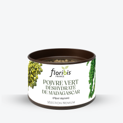 Poivre Vert déshydraté de Madagascar 40g - Floribis - étiquette